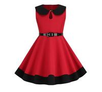 2025 Robe Cérémonie Fille Enfant Robe Rockabilly Année 50/60 Retro à Pois Polka Dot Imprimé Robes Pin Up de Soirée Fête Cocktail Mariage sans Manches A-Ligne Midi Dress 3-8 Ans Pas Cher