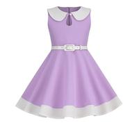 2025 Robe Cérémonie Fille Enfant Robe Rockabilly Année 50/60 Retro à Pois Polka Dot Imprimé Robes Pin Up de Soirée Fête Cocktail Mariage sans Manches A-Ligne Midi Dress 3-8 Ans Pas Cher