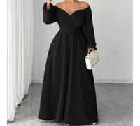 2025 Robe de soirée élégante à volants et col croisé, style épaules dénudées, coupe évasée, convient pour la rentrée scolaire, la remise des diplômes, la Saint-Valentin, les festivals de musique, la F