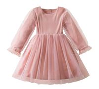 2025 Robe de Soirée Enfant Fille Manches Longues Col Rond Robes Tutu Fleur Mariage Anniversaire Cake Smash Baptême Robe Soirée Princesse Fête Robes Filles Mode Jupe été Automne Vêtements Tenues