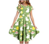2025 Robe Enfant Fille élégant col à Volants Imprimé Robe Tunique Enfants Filles Chic et Elegant Léger Fluide Casual Soirée Ceremonie Vacances Robes d'été légère Dress de Plage Pas Cher 6-15 ans