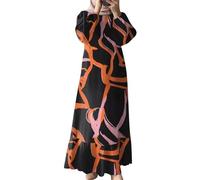 2025-Robe Longue Fluide Femme Manche Longue- Robe Grande Taille Vintage Ourlet Volants Ample Casual Chic Et Élégants Classiques De Tous Les Jours Respirante Basique Automne Dress