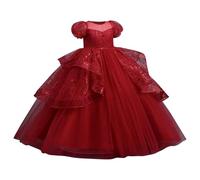 2025 Robe Maxi pour Fille Printemps Manches à Bulles Enfant Filles Tulle Robes de Soirée Fête Robe Danse Fête Princesse Dress Vêtements Pageant baptême Robes Princesse Mariage d'anniversaire