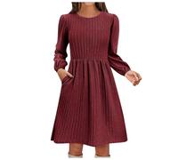 2025-Robe Mi Longue Femme Manche Longue- Robe Sexy Vintage Chic Et Élégants Couleur Unie Ample Ligne A Casual Fluide Tempérament Confortable Polyvalent Automne Hiver Pull Dress
