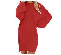 2025-Robe Mi Longue Femme Pull- Robe Manche Longue Col Rond Ample Doux Casual Couleur Unie Droit Chic Et Élégants De Tous Les Jours Polyvalent Streetwear Dress pour Automne Hiver