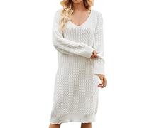 2025-Robe Mi Longue Femme Pull- Robe Sexy Manche Longue Tricot Ample Torsadée De Style Paresseux Droit Couleur Unie Casual Chic Et Élégants Confortable Automne Hiver Dress pour Fête