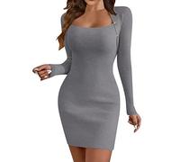 2025 Robe Mi Longue Femme Tricot- Robe Portefeuille Manche Longue Sexy Coupe Slim Fit Couleur Unie Chic Et Élégants Casual Classiques De Tous Les Jours Confortable Doux Pull Automne Dress