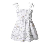 2025 Robe pour tout-petits Vêtements Enfants Plage Bébé Fille Huit Vêtements animaux Fruits Fleurs Filles Vêtements & Jupe Plissée, Blanc., 2-3 ans