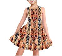 2025 Robe Princesse Enfant Fille Ete sans Manche Robe Adolescente Fille Chic Et Elegant Mignon Casual Soirée Bapteme Anniversaire Tunique Robes d'été légère Dress de Plage 3-14 Ans