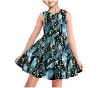 2025 Robe Princesse Enfant Fille Ete sans Manche Robe Adolescente Fille Chic Et Elegant Mignon Casual Soirée Bapteme Anniversaire Tunique Robes d'été légère Dress de Plage 3-14 Ans