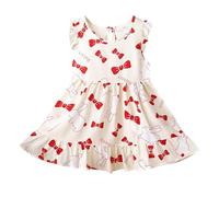 2025 Robe Princesse Fille été Fluide Imprimé Fleurie Bohème Ligne A Robe Filles Chic Et Elegant Casual Robes de Fête Soirée Ceremonie Vacances Tunique Robes d'été légère Dress de Plage 0-11 Ans