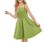 2025 Robe Princesse Fille été sans Manche Fluide Ample Bohème Robe Tunique Enfant Filles Chic et Elegant Léger Casual Robes de Fête Mariage Soirée Ceremonie Vacances Dress pour Filles 3-14 Ans