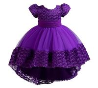 2025 Robe Princesse Fille Manches Courtes Dress d'anniversaire Ceremonie Fête Robes de Filles Princesse Floral Robes Filles pour Les Fêtes Formel Anniversaires et Mariages Robe Soiree