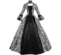 2025 Robe Rétro Médiévale Femme avec Manches Trompette Grandes Tailles Robe Reine Femme Victorienne Halloween Cosplay Médiévale Renaissance Gothique Maxi Carnaval Fête Princesse Costume Longue