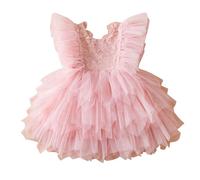 2025 Robe Soiree Princesse Filles Robes Tulle Manches Courtes Enfant Princesse Tutu Robe Fille pour Les Fêtes Anniversaires et Mariages Baptême Demoiselle d'honneur Communion 6 Mois-5 Ans