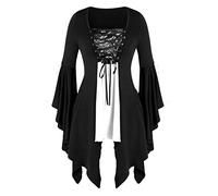 2025 Robes de d'halloween pour Femme Nouvelle Robe Gothique Médiévale Costume Moyen Age Renaissance Dres Medievale Vintage Couleur Uni Cosplay Deguisement Grande Taille Manches Trompette maxi carnaval