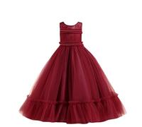 2025 Robes de Soirée Enfant Fille Jupe sans Manches Col en Rond Robes Mariage Anniversaire Cake Smash Robe de Princesse Fête Dress d'anniversaire Ceremonie Mariage Fête Robe Princesse Fille Pas Cher