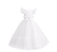 2025 Robes de Soirée Tulle Manches Courtes Robe d'anniversaire Ceremonie Mariage Fête Jupe de Fille Dress Été Robe Fille de Princesse Robes Soiree Princesse Bowknot pour La Fête Anniversaire 6-17 ans