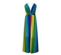 2025 Robes Printemps et été Européennes et Frontières Commerce Extérieur Femmes Frontière Bretelle Col V Profond en Mousseline de soie Robe porte-jarretelles arc-en-ciel, violet, M