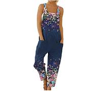 2025 Salopette Femme Lin Soldes D'Été Salopettes Été Offre Spéciale Combinaison sans Manches Playsuit Chic Pantalon Large Vacances Soirée Plage Jumpsuit Léger et Respirant Salopettes Pas Cher