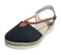 2025 Sandale Compensée Espadrille Été Compensées Plateforme Plates Chaussures à Bout fermé Confort Bride Cheville Vintage Vacances Talon LéGèRes et Respirantes Sandale de Plage Femme Cadeau Pas Cher