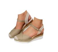 2025 Sandales à plateforme pour femme Espadrilles compensées confortables avec fermeture à boucle en jute élégantes et flexibles