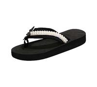 2025 Sandales de plage tendance pour femme - Pantoufles creuses décontractées - Chaussures plates rétro - Tongs pour femme, Noir , 38 EU