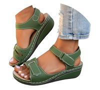 2025 Sandales de sport orthopédiques pour femme Plateforme Chaussures d'été confortables habillées Mode Fête Sandales compensées respirantes flexibles Plage Trekking Randonnée Marche, D01 Vert, 43 EU