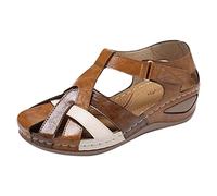 2025 Sandales Femme Été Confortables, Mules en Cuir Vintage, Plateforme, Compensées, Pantoufles Premium Orthopédiques, Ventes Flash de Printemps, Chaussons de Plage d'Été Taille, Idéal Cadeau