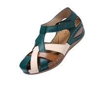 2025 Sandales Femme Été Confortables, Mules en Cuir Vintage, Plateforme, Compensées, Pantoufles Premium Orthopédiques, Ventes Flash de Printemps, Chaussons de Plage d'Été Taille, Idéal Cadeau