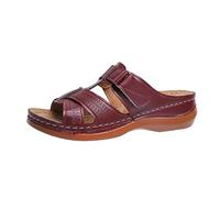 2025 Sandales Orthopédiques pour Femmes Mules en Cuir Bohême Bout Ouvert Plateforme Pantoufles Compensées Pas Cher Chaussons D'été Confortables Respirantes Sandales Vintage Mode Chaussures de Plage