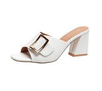 2025-Sandales Pantoufles Femmes Été Nouveau - Talon Épais, Bride Unique en Cuir, Boucle Fashion, Talon Haut, Élégantes pour Porte Extérieure