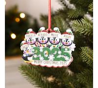 2025 Sapin de Noel Decoration Pendentif Arbre de Noël avec 2-6 Noms Personnalisées Bois Ornements Boules de Noël Cadeau de Noel Famille (5 Name)