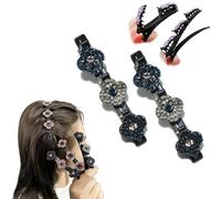 2025 Scintillant Pierre De Cristal Tressé Clips De Cheveux Pour Femmes - Pierre De Rhin Pinces à Cheveux, Accessoires Pour Cheveux Bec De Canard Clips (2pcs rose)