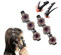 2025 Scintillant Pierre De Cristal Tressé Clips De Cheveux Pour Femmes - Pierre De Rhin Pinces à Cheveux, Accessoires Pour Cheveux Bec De Canard Clips (2pcs violet)