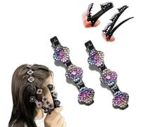 2025 Scintillant Pierre De Cristal Tressé Clips De Cheveux Pour Femmes - Pierre De Rhin Pinces à Cheveux, Accessoires Pour Cheveux Bec De Canard Clips (2pcs colorés)