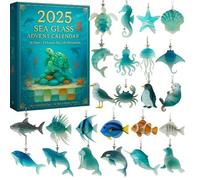 2025 Sea Glass Advent Calendar - 24 Days Ocean-themed Christmas Countdown Calendar, 24 Ocean-Inspired Holiday Surprises Ornaments, for Sea Lovers & Collectors (#A)