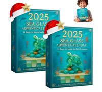 2025 Sea Glass Advent Calendar · Ocean Treasures, 24 Days of Coastal Themed Christmas Countdown with Mini Realistic Marine Life Ornaments for Kid Ocean Lovers (2 set)
