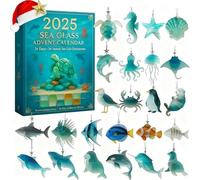 2025 Sea Glass Advent Calendar · Ocean Treasures, 24 Days of Coastal Themed Christmas Countdown with Mini Realistic Marine Life Ornaments for Kid Ocean Lovers (1 set)