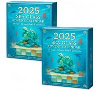 2025 Sea Glass Marine Advent Calendar, Christmas Tree Decoration, Beach Theme Christmas Countdown with 24 Mini Animals Decoration for Ocean Lovers (2 sets)