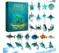 2025 Sea Glass Marine Life Advent Calendar, 24 Days Ocean-Themed Christmas Countdown Calendar, with 24 Adorable Realistic Ocean Animals Decoration, Beach-Themed Holiday Countdown Decor (1 Set)