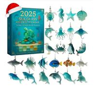 2025 Sea Glass Marine Life Advent Calendar-Seaglass Advent Calendar 24 Ocean-Inspired Holiday Surprises Ornaments Unique Beach Theme Christmas Countdown for Coastal Home Decor & Sea Lovers (1PCS)