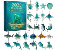 2025 Sea Glass Marine Life Advent Calendar, The Sea Glass Christmas Tree Advent Calendar Makes, 24 Adorable Realistic Ocean Animals,Christmas Tree Decoration, Beach-Themed Holiday Countdown Decor #2