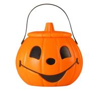 2025 Seau à Bonbons en Plastique pour Halloween avec Lumière, Citrouille Halloween Decoration Panier pour Chasse aux Bonbons, Tonneau de Cadeau avec Sourire du Diable Stockage Bonbons Seau