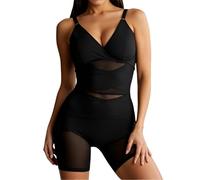 2025 Shapewear Femme Body avec Col en V Corset Sans Couture Moulante Confortable Extensible Amincissant Sous-vêtements Ceinture Ventre Femme Plat, Noir , XXL