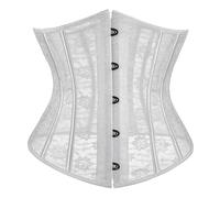 2025 Shapewear Femmes Summer Lace Respirant Taille Shapewear Waist Seal Clip 14 Corset en acier, blanc, L