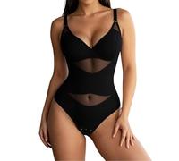 2025 Shapewear pour femme, body avec col en V, sculptant le corps, sans couture, moulant, confortable, extensible, amincissant, sous-vêtement gainant, Noir , 3XL