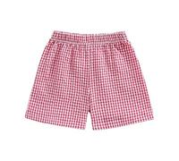 2025 Short d'été décontracté pour tout-petits et bébés Motif vichy Taille élastique Ourlet à volants Vêtements de chasse, rouge, 2-3 ans