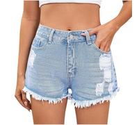 2025 Short en Jean Femme Sexy Bermuda en Jean Respirant et Confortable Été Pantacourt Droit Chic Shorts en Denim Large Slim Boyfriend Sexy Hot Pants avec Poches Décontracté Pantacourt Pas Cher