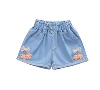 2025 Short En Jean Fille 4-13 ans Pantalon Court en Jean Ado Ete Fluide Large Short été Filles Ample Chic Casual Sport Plage Vacances Confortable Shorts et Bermudas en Denim Pantalon Court